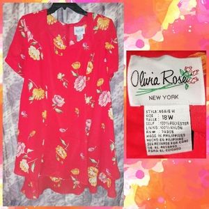 Olivia Rose New York Red Floral Midi Dress